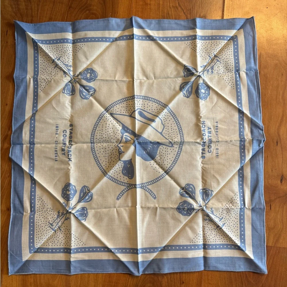 *NWT* Stagecoach x Bandits - Vintage Western Bandana in Blue and Cream